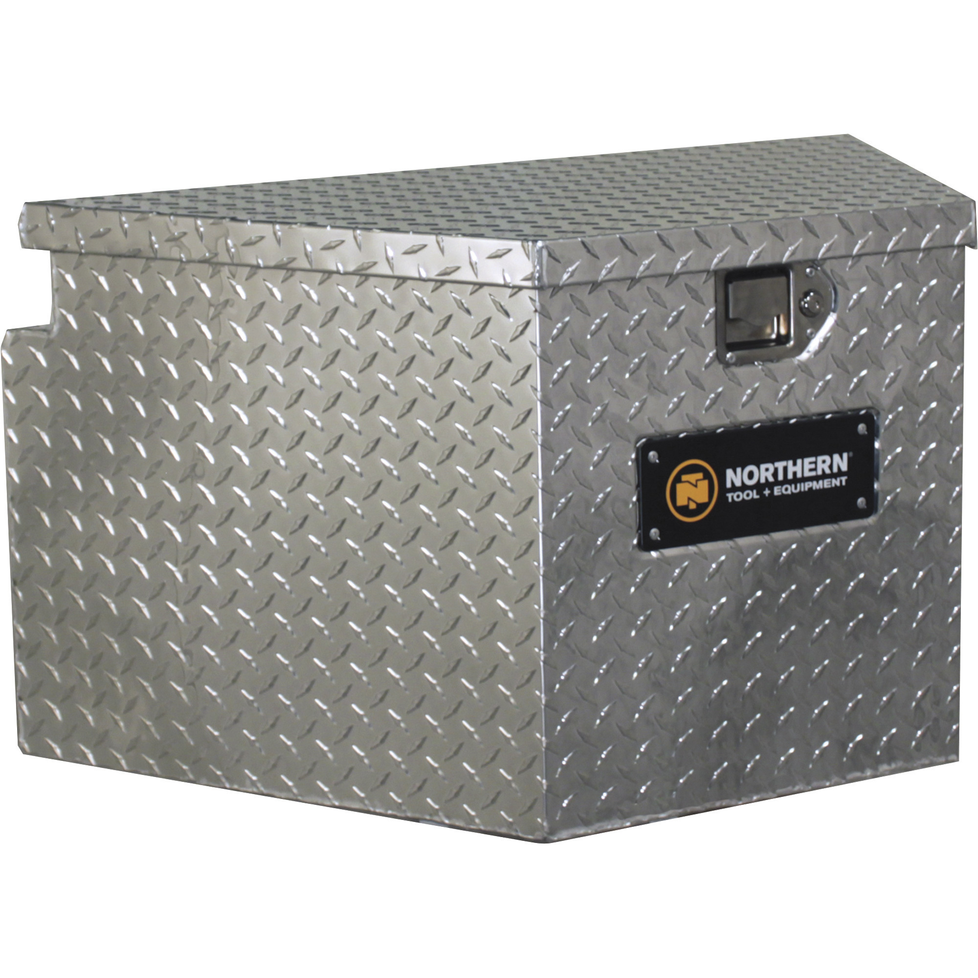 Northern Tool + Equipment Trailer Tongue Box, 34in. x 19in. x 18in. x 16in., Aluminum, Diamond Plate, Paddle Latch